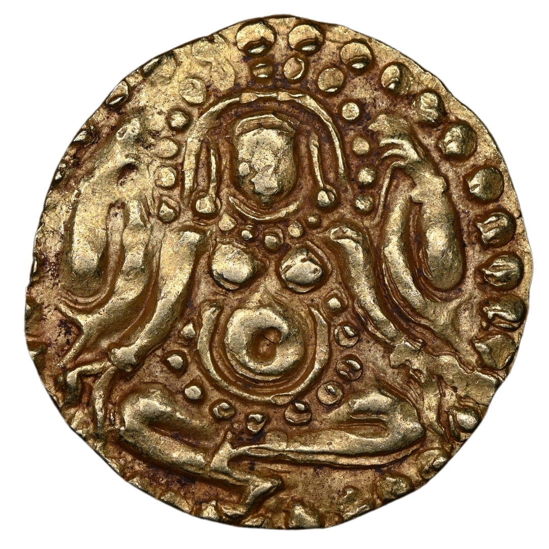 Kalachuris of Tripuri, Gangeya Deva, Gold 4-1/2 Masha - Right Leg Down