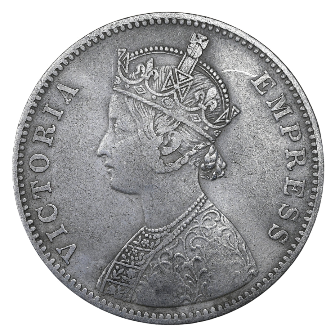 British India, Victoria Empress 1881 AD Silver Rupee, Bombay Mint